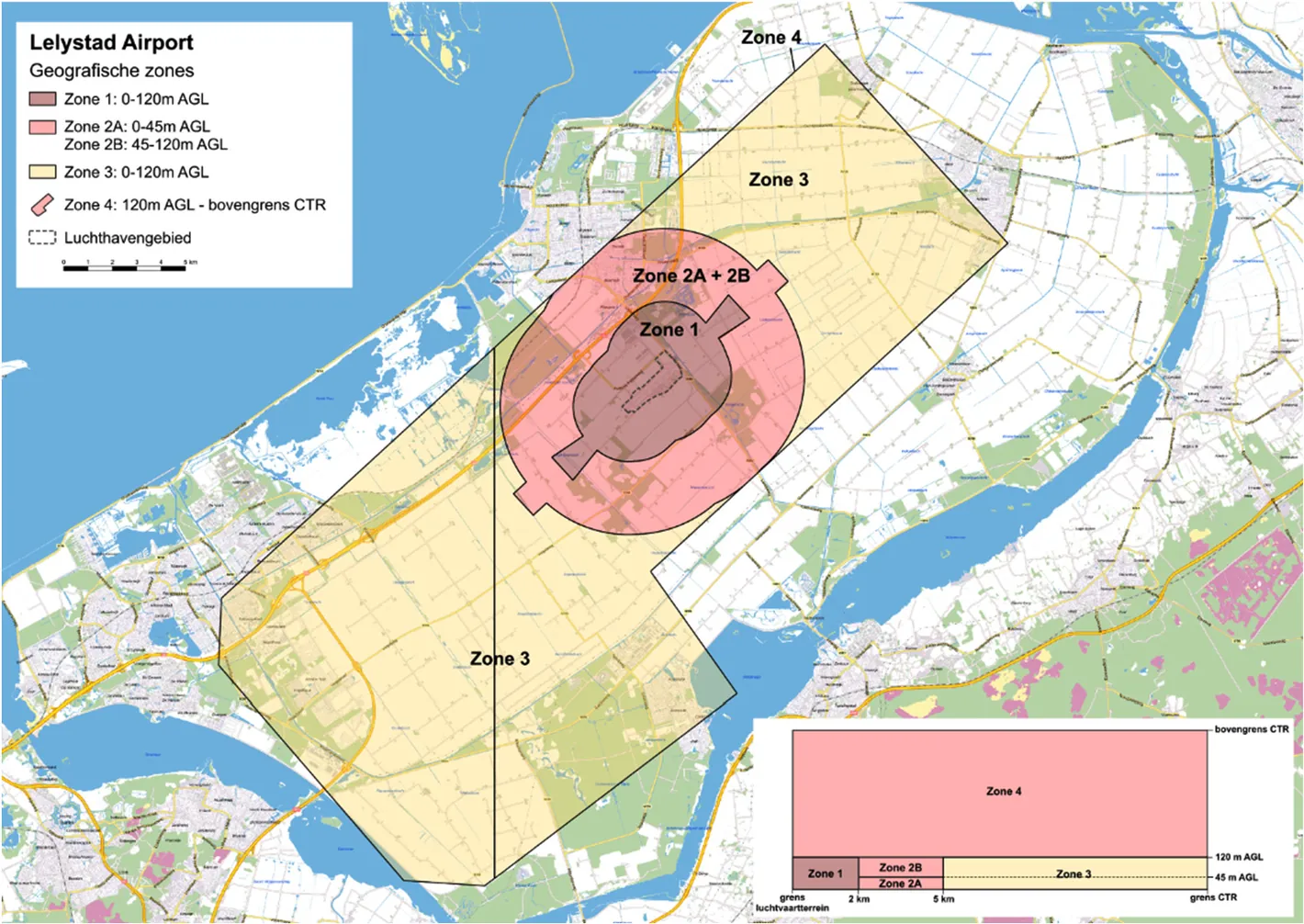 Map of the new zoning around Lelystad Airport