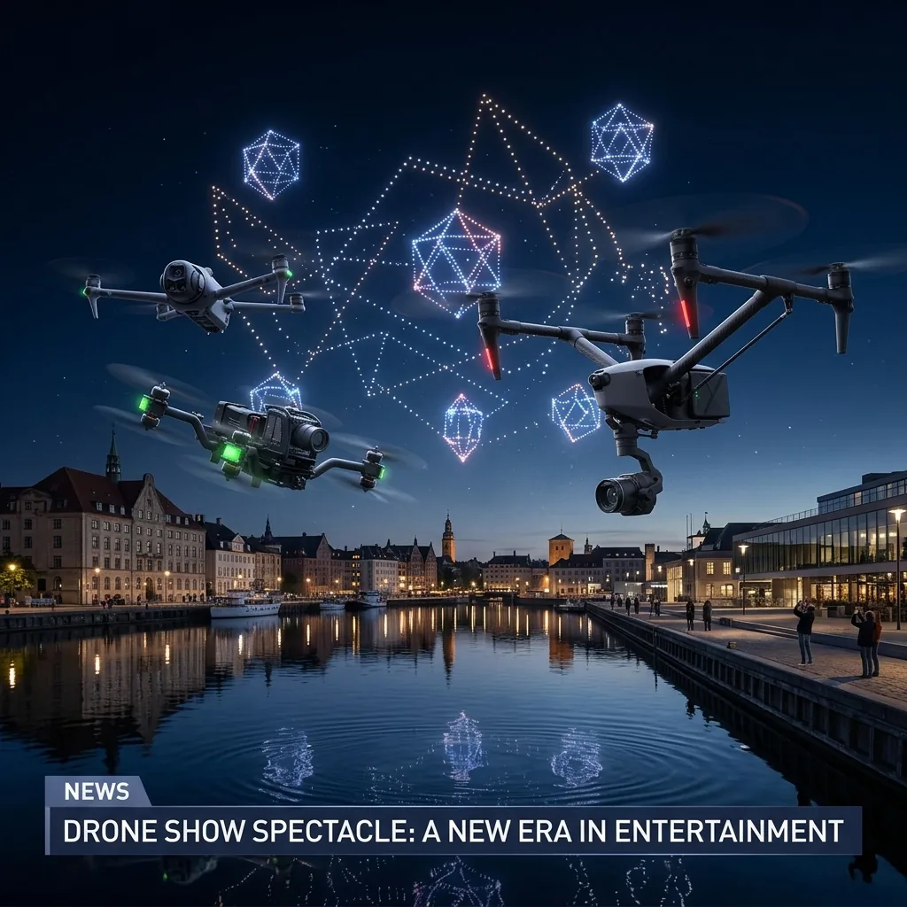 Filming drone shows with professional camera drones